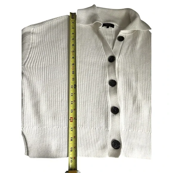 Quince 100% Organic Cotton Fisherman Collared Cardigan Sweater Ivory SMALL - Picture 15 of 16